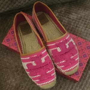 Tory Burch Pink and White Espadrilles